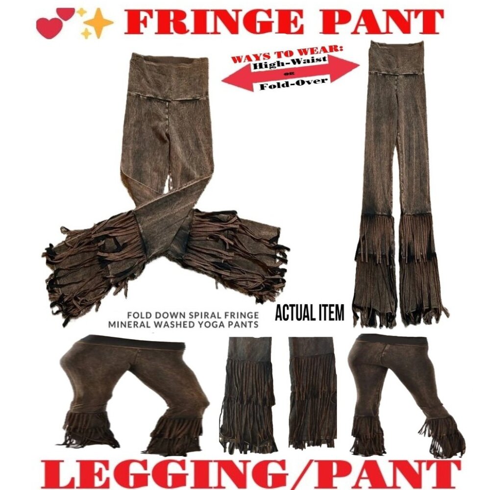🛑 BULLY Fold Over FRINGE ➕🆒 LEGGING PANT High Waist Mineral Wash 💸BUY NOW‼️🟢